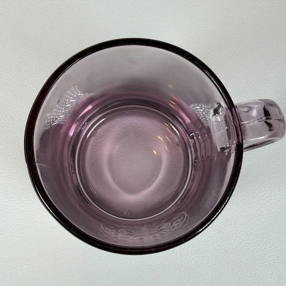 Vintage Starbucks Coffee Mug 1990s Clear Rose Pink Glass Etched Logo Made in USA